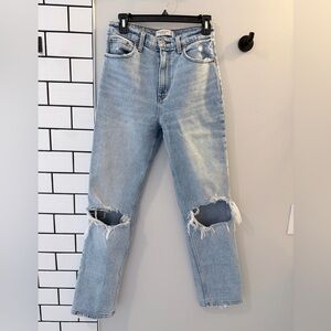 Abercrombie & Fitch Light Blue Ripped Straight Leg Jeans